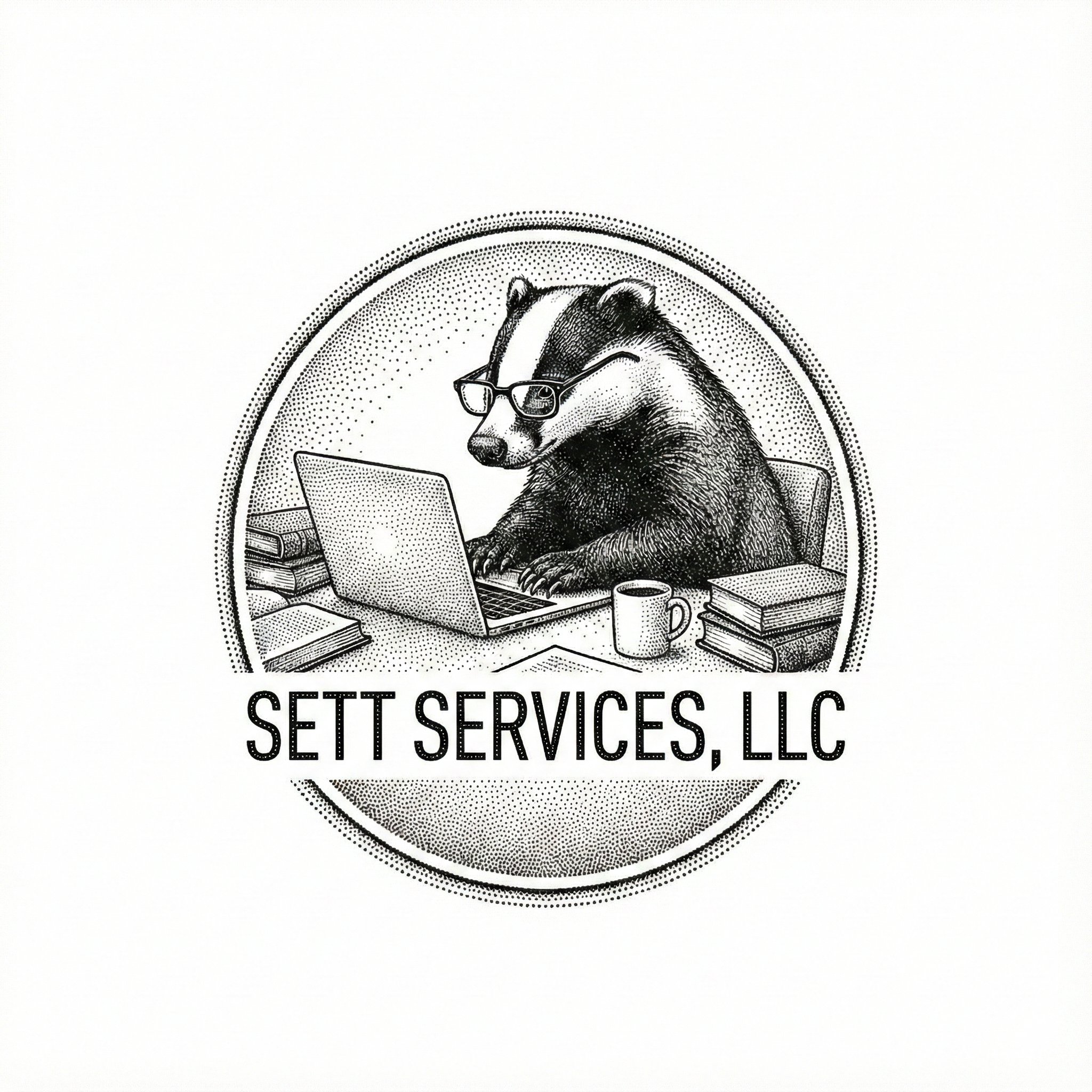 Sett Services, LLC — badger at a laptop